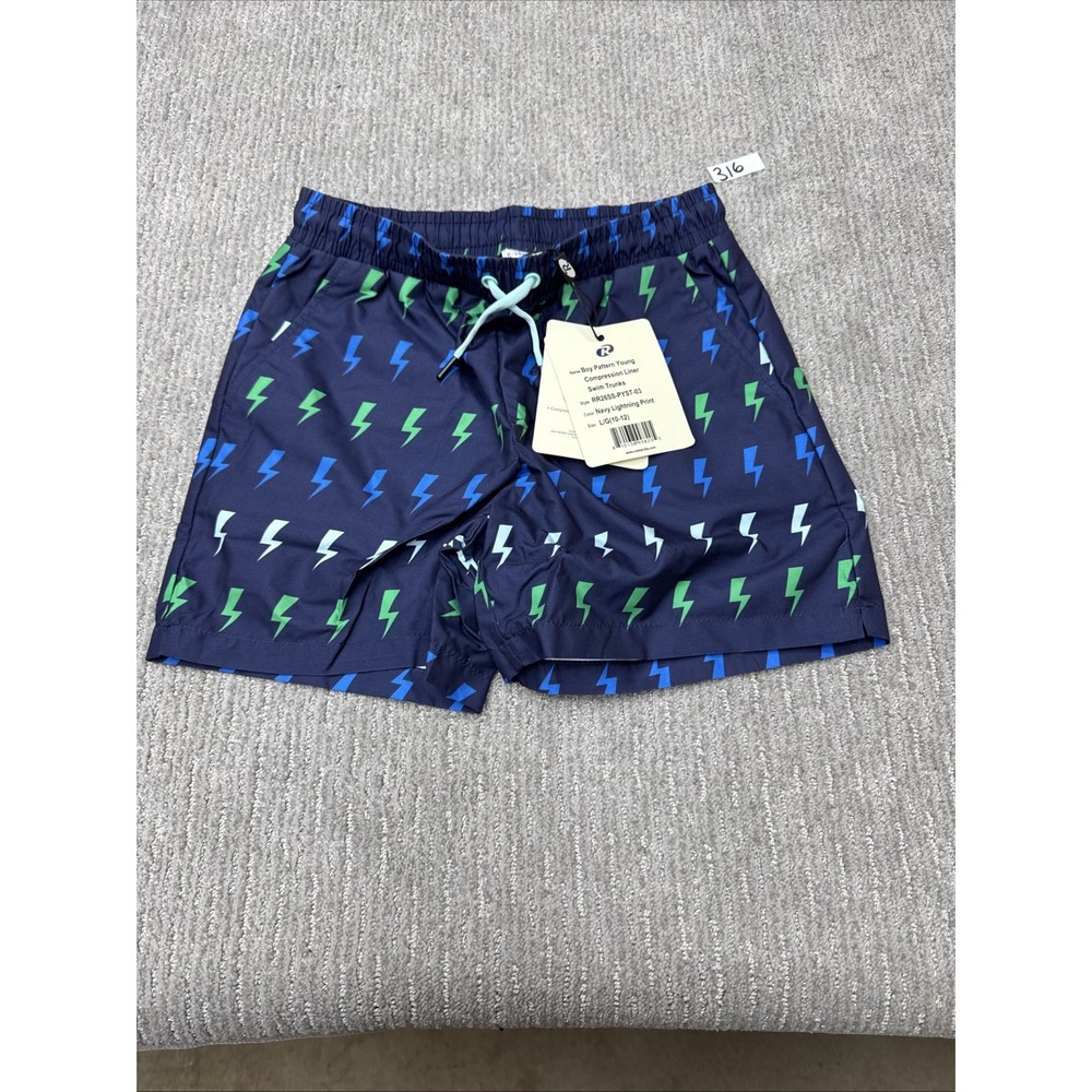 Rokka & Rolla Youth Large Swim Trunks Color Navy Lightning #316 - Picture 11 of 16